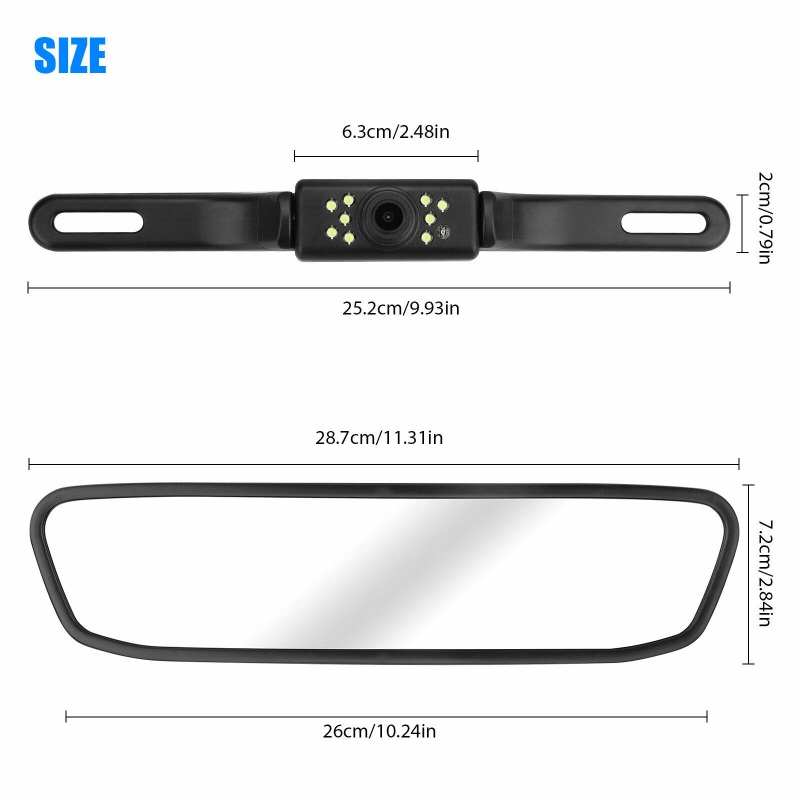 5in Backup Camera Mirror Parking System Car Rear View Reverse Night Vision IP67