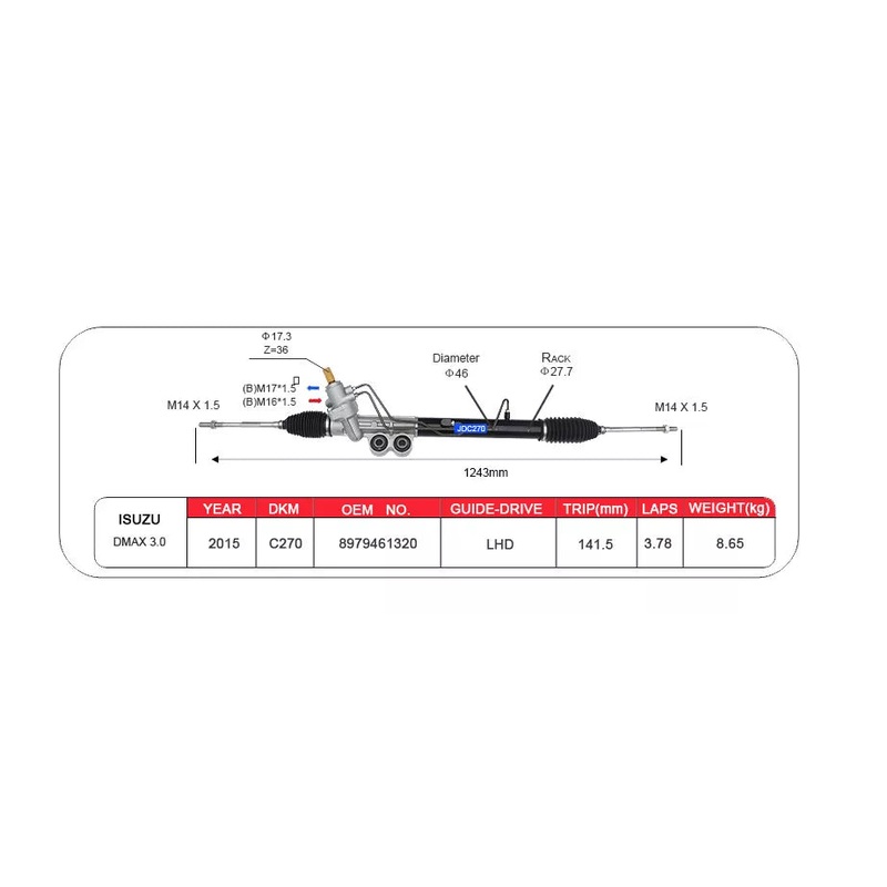 Power Steering Rack For Isuzu D-max 2WD LHD 8-97946-130-1 8979461301