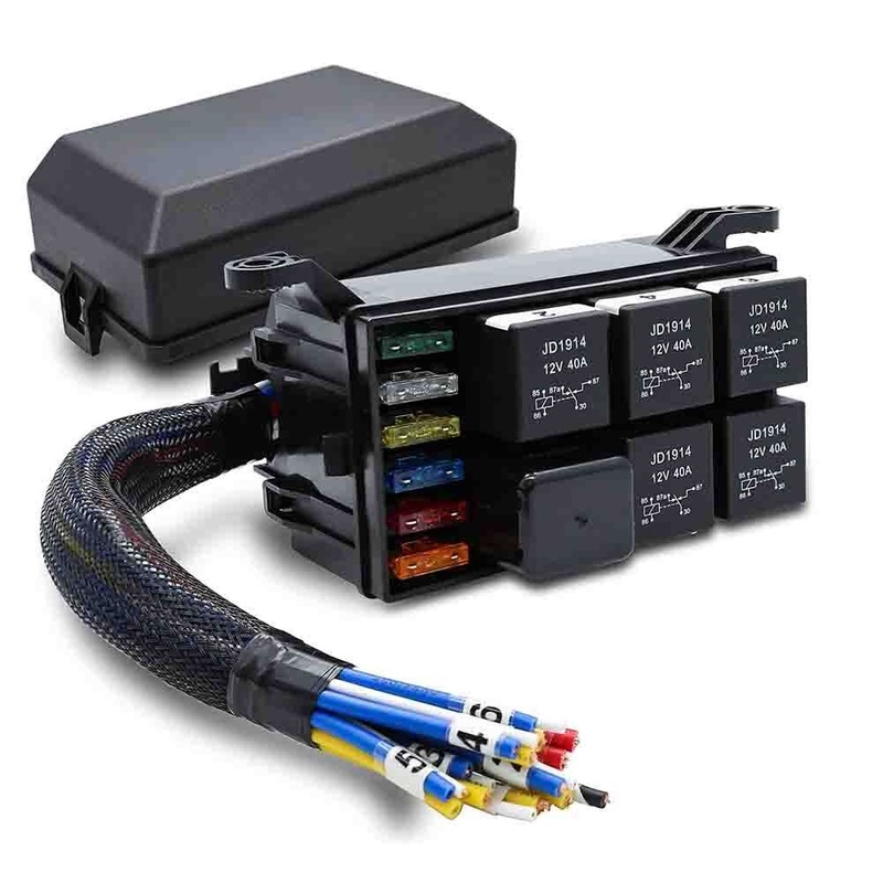 Fuse Relay Box Block Universal Relay Block Box for 12V Automotive Waterproof