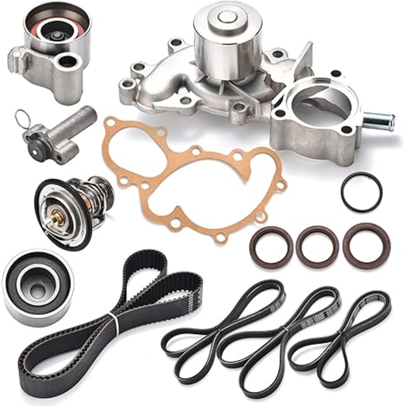 Engine Timing Belt Kit with Water Pump Compatible with 1995-2004 Toyota 4Runner Tacoma Tundra T100 3.4L V6 5VZFE DOHC Replaces # TKT-025