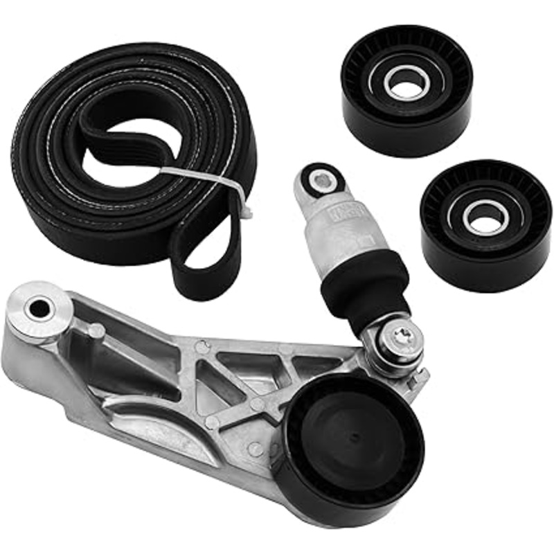 4627038AA KIT Drive Belt Kit with Belt Tensioner Idler Pulleys, Compatible with Jeep Wrangler JK 3.6L 2012-2018 Replacement for 4627038AA