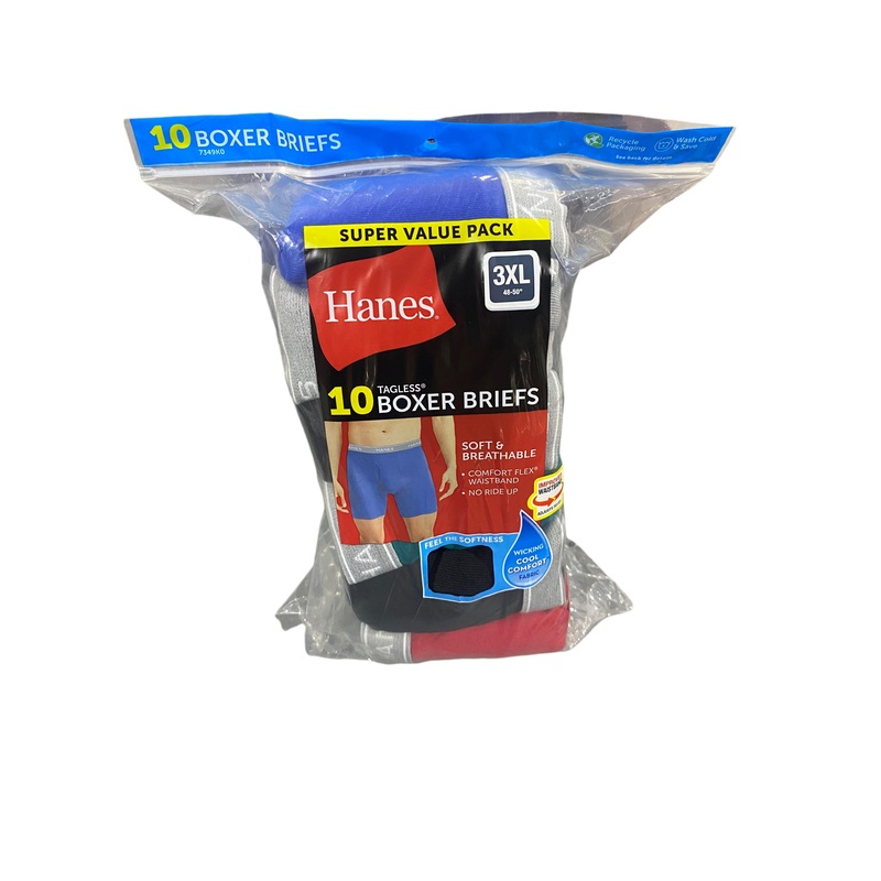 Hanes, Men’s, Value Pack, Assorted, Boxer, Briefs, 10 Pack 3XL