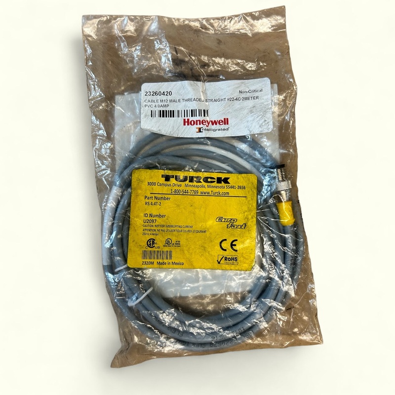 Turck, RS 4.4T-0.6, Single Ended, Cordset, M12 Male to Pigtail, 6 m, PVC