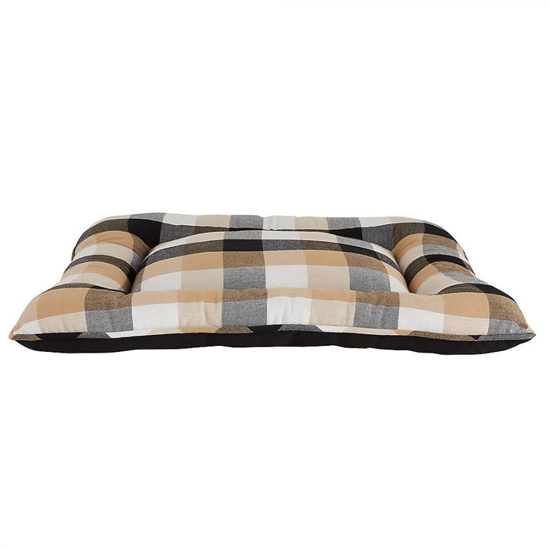 Top Paw Pillow Dog Bed Tan Check – Small 18 W x 22 L