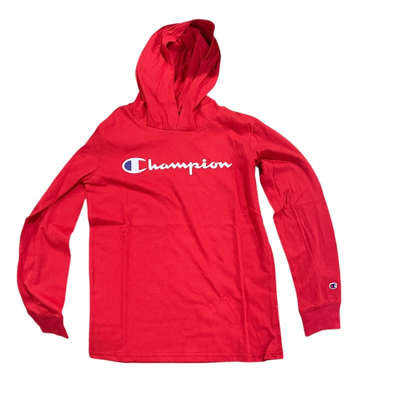 Champion, Boys, Hooded, Long, Sleeve, Graphic, T-Shirt, Medium, Red