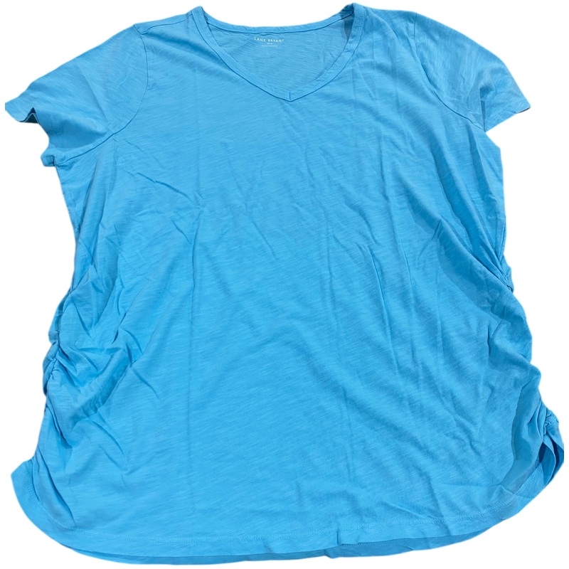 Lane Bryant, Women’s, Short-Sleeve, V-Neck, Side-Ruched, Tee, Aqua Blue