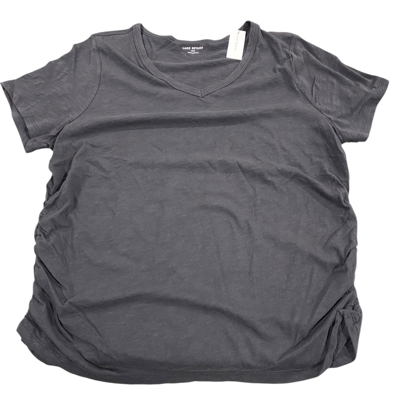 Lane Bryant, Women’s, Short-Sleeve, V-Neck, Side-Ruched, Tee, Black