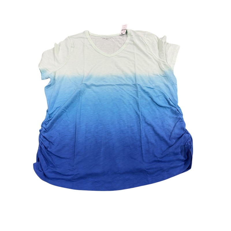 Lane Bryant, Women’s, Short-Sleeve, V-Neck, Side-Ruched, Tee, Blue Ombre