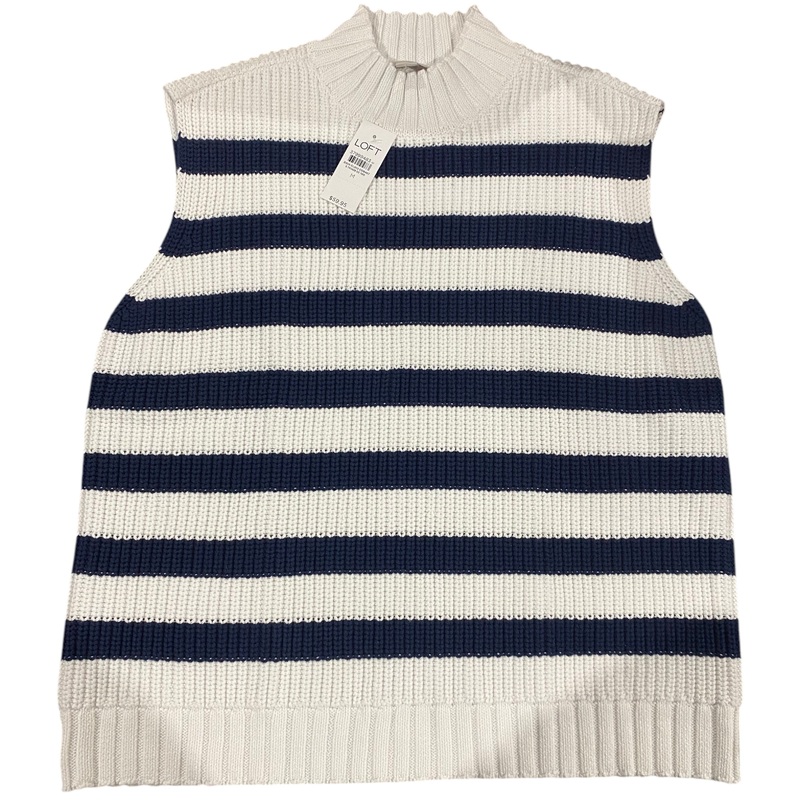 Loft, Women’s, Striped, Mock, Neck, Sweater, Tank, Top, Deep Space Blue