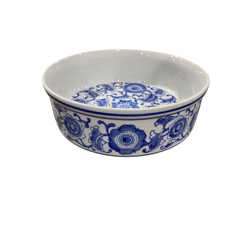Creative Co-Op, Large, Stoneware, 9, Pet, Bowl, Design, Blue/White, 8 Cup, 64oz.