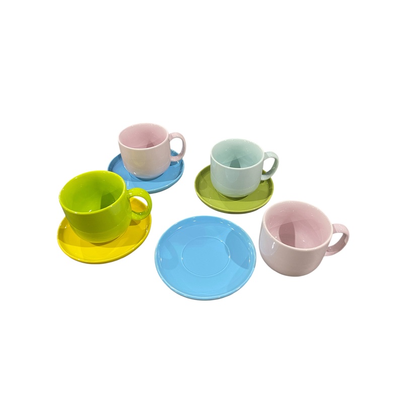 Hazel Mazel, Stoneware, Mug, Saucer, Set of 4