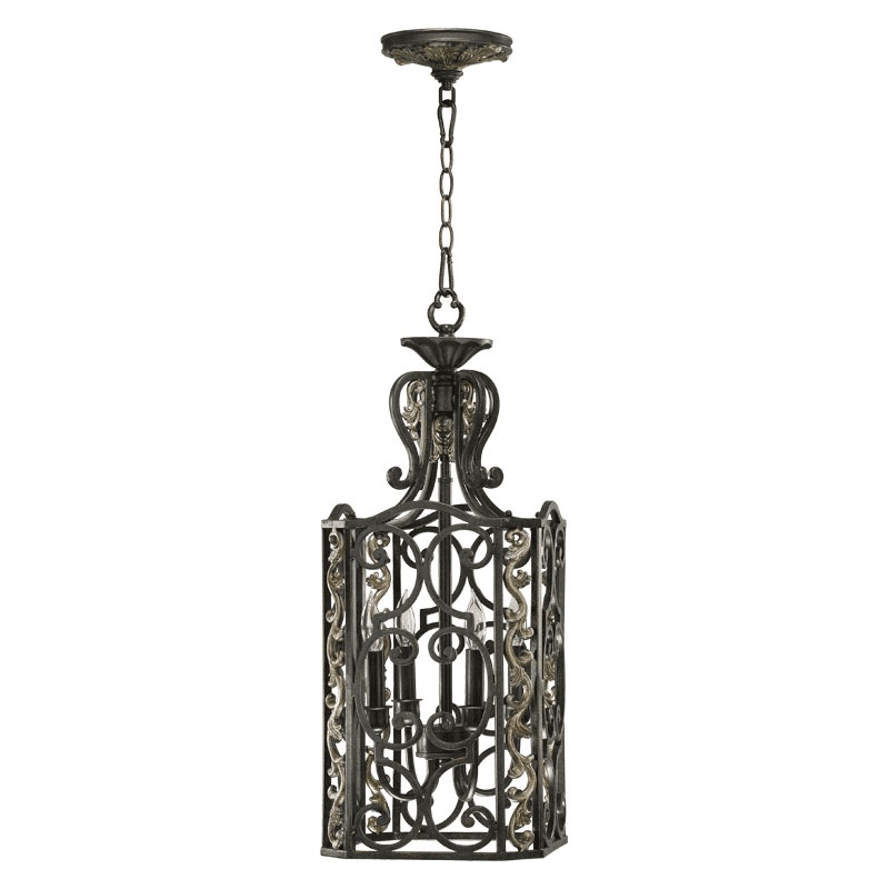 Quorum International 6863-4-54  Classic Bronze Four Light Foyer Chandelier from the Gabrielle Collection