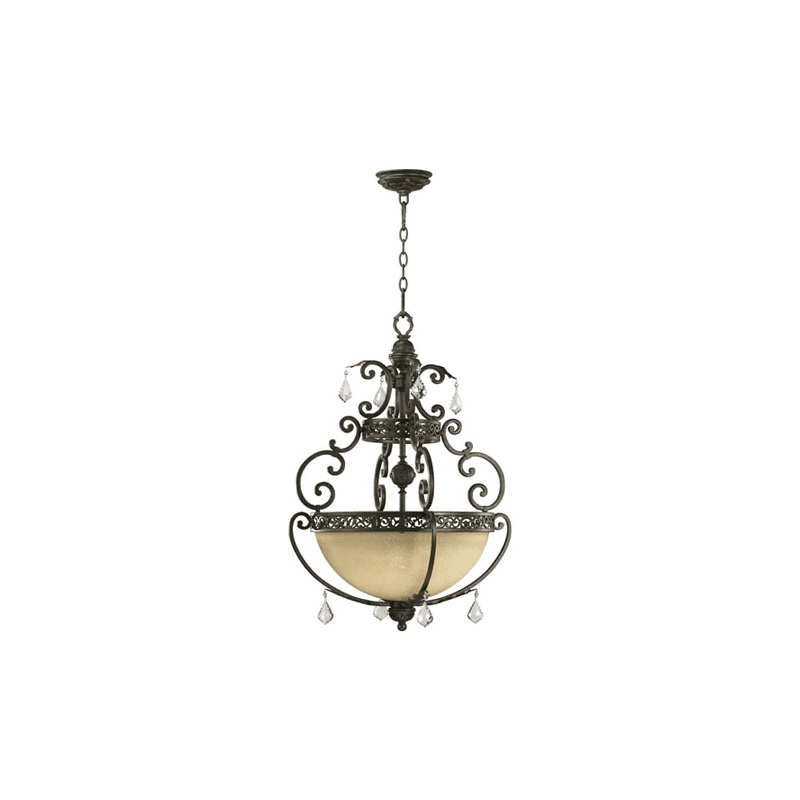 Quorum International 8307-4-86  Oiled Bronze Four Light Bowl Pendant from the Bourgmont Collection