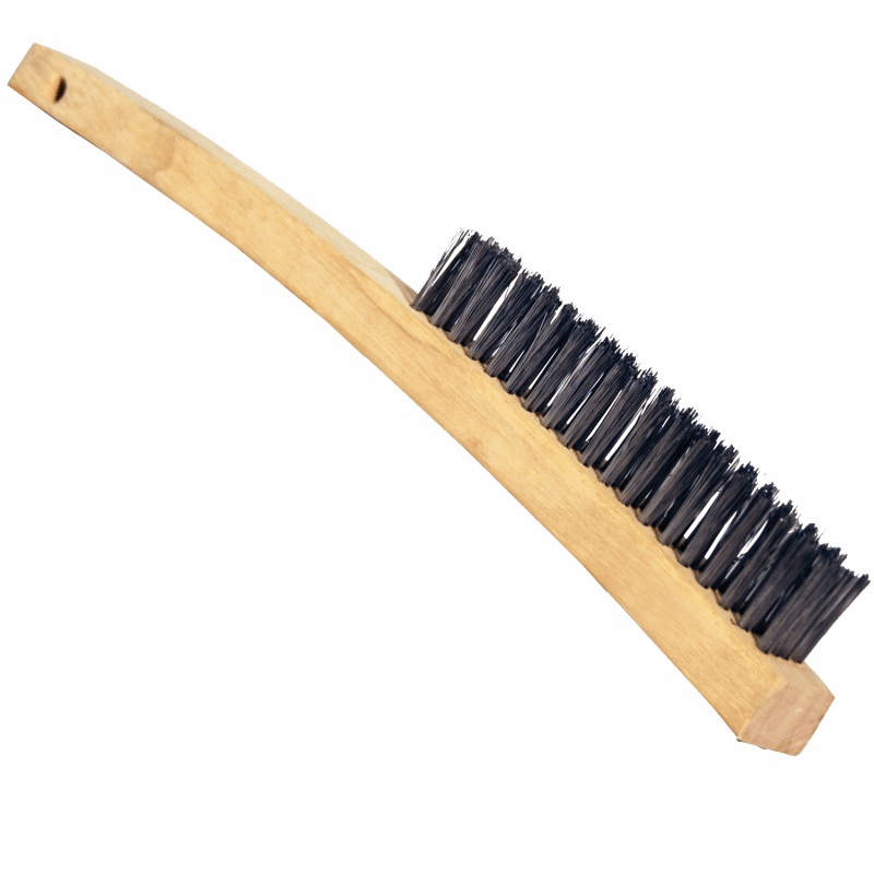 (12 PACK) Brush, Carbon Steel Bristles, 14 Curved Wood Handle – 57075