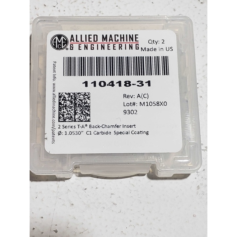 (2 PCS) Allied Machine & Engineering 2 Series T-A Back-Chamfer Insert 110418-31