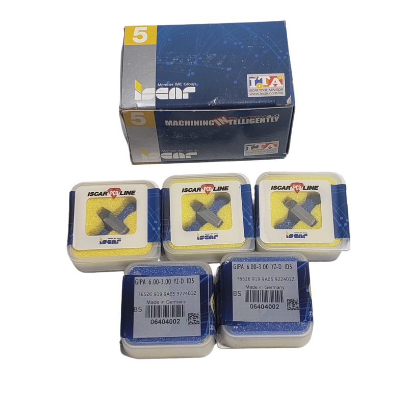 (5 Pack) Iscar 600300GIPA YZ-D Grade ID5, 6mm Cutting Width Polycrystalline Diamond (PCD) Grooving Insert