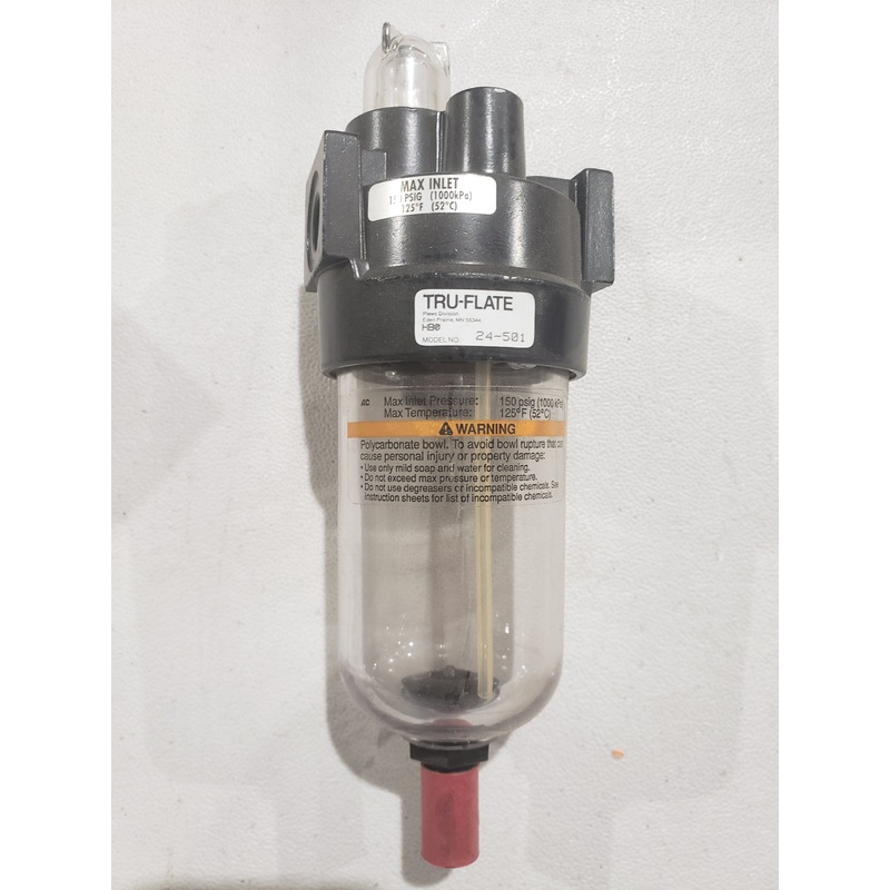 Tru-Flate 24-501 Lubricator, 1/4 in NPTF, 20 scfm Flow, -10 to +175 deg F, 5 oz Bowl, Polycarbonate