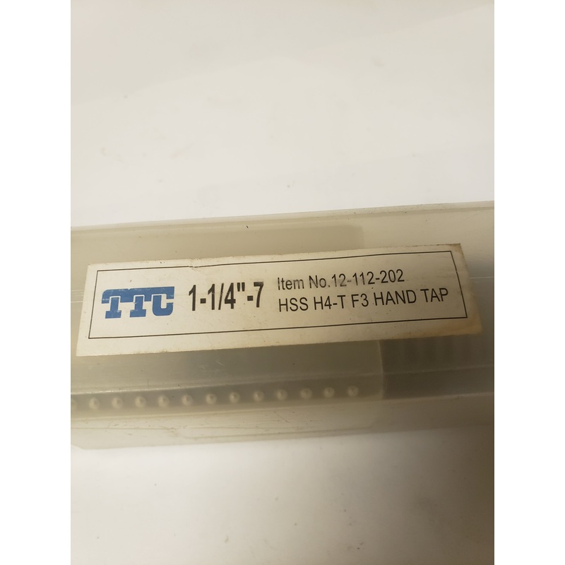 TTC 12-112-202 1-1/4-7 SIZE, H4 THREAD LIMIT, TAPER CHAMFER, 4 FLUTE, BRIGHT HIGH SPEED STEEL, RIGHT HAND CUT STRAIGHT FLUTE HAND TAP