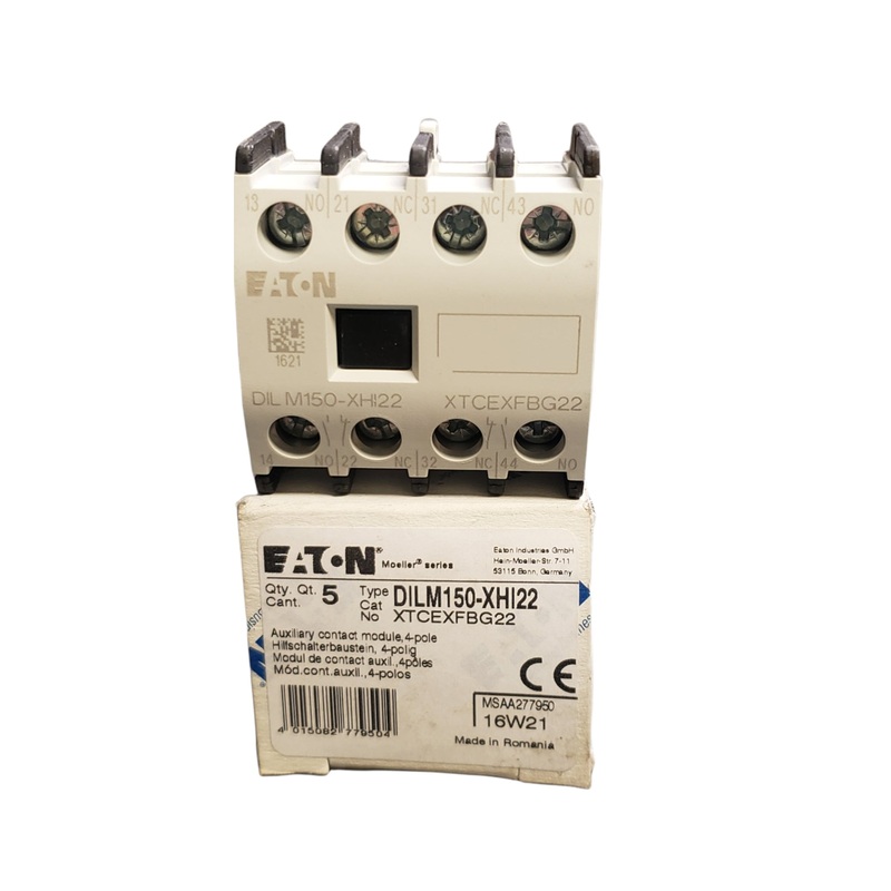 EATON – CUTLER HAMMER DILM150-XHI22 – Auxiliary Contact – 2NO/2NC (4), Front Mount, 4 A ac, 10 A dc
