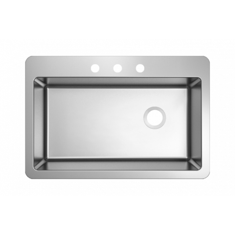IPT 18 GAUGE DUAL MOUNT 33 IN. R22 SINGLE BOWL SINK DUA3322SB-R