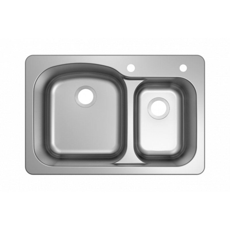 IPT 18 GAUGE TOP MOUNT 33 IN. 60/40 DOUBLE BOWL SINK (EURO STYLE) T-DP6040-EUR