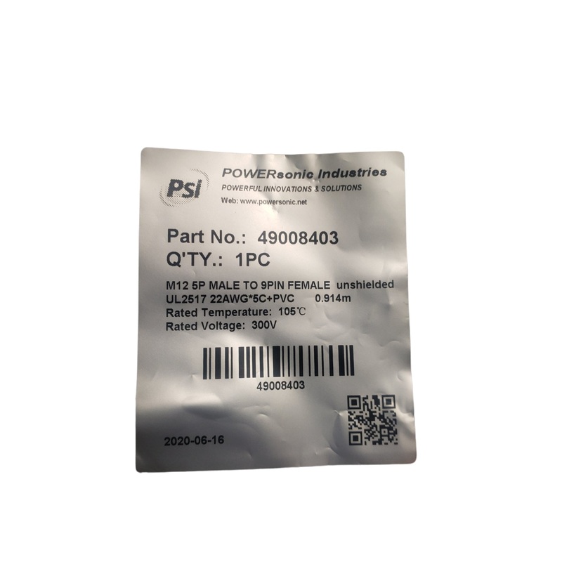Powersonic 49008402 M12 5P Male to 9PIN Female Unshielded, US2517 22AWG*5C+PVC – NEW IN ORIGINAL PACKAGING
