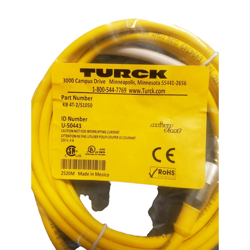 TURCK KB 4T-2/S1050 U-50443 Cord Set – NEW IN ORIGINAL PACKAGING