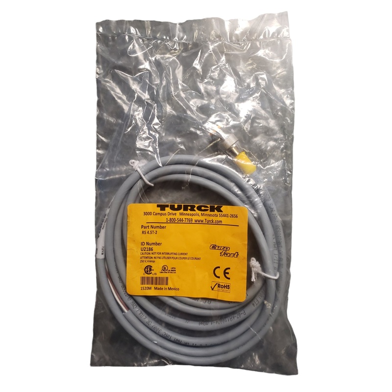 TURCK RS 4.5T-2 EUROFAST Cord, M12, Male, 5POS, Straight – NEW IN ORIGINAL PACKAGING