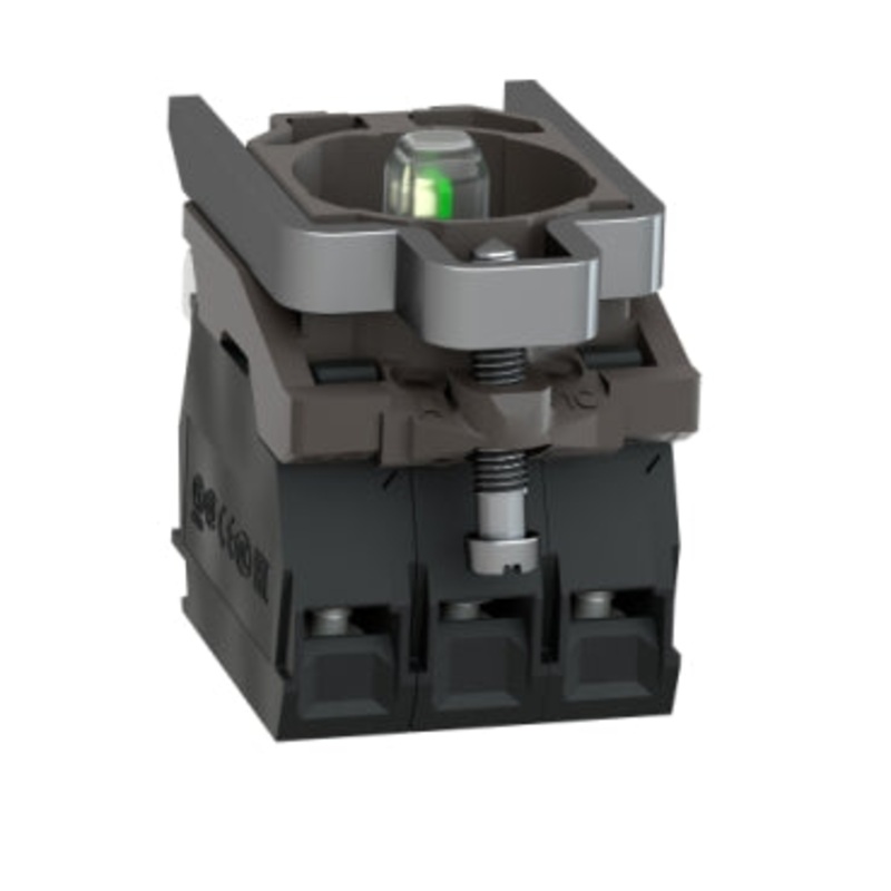 SCHNEIDER ELECTRIC, ZB4BW0B33, Harmony XB4, Light block with body/fixing collar, metal, green, integral LED, 24 V AC/DC, 2 NO – NEW IN BOX