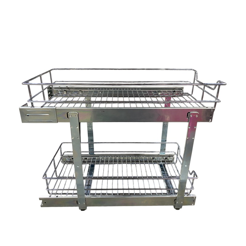 Storking, 2 Tier, Pull Out, Cabinet, Organizer, 11 W X 17 D, Chrome Plated
