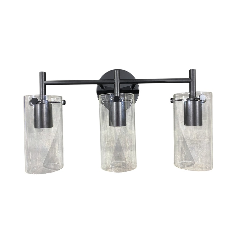 Zarbitta, 3 Light, Bathroom, Vanity, Light Fixture, Black Matte, Clear Glass, Shade