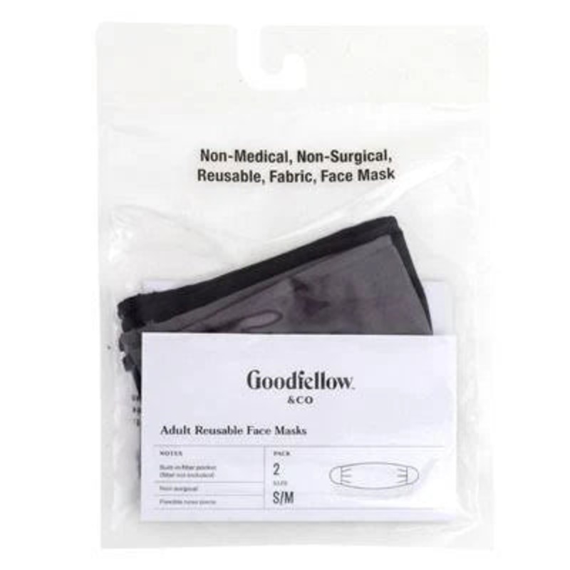 Goodfellow & Co Adult Reusable Fabric Face Masks Black & Grey S/M