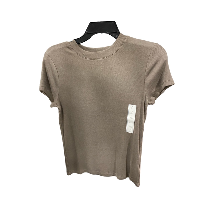 Women’s Short Sleeve Slim Fit Ribbed T-Shirt – A New Day – Brown – Medium