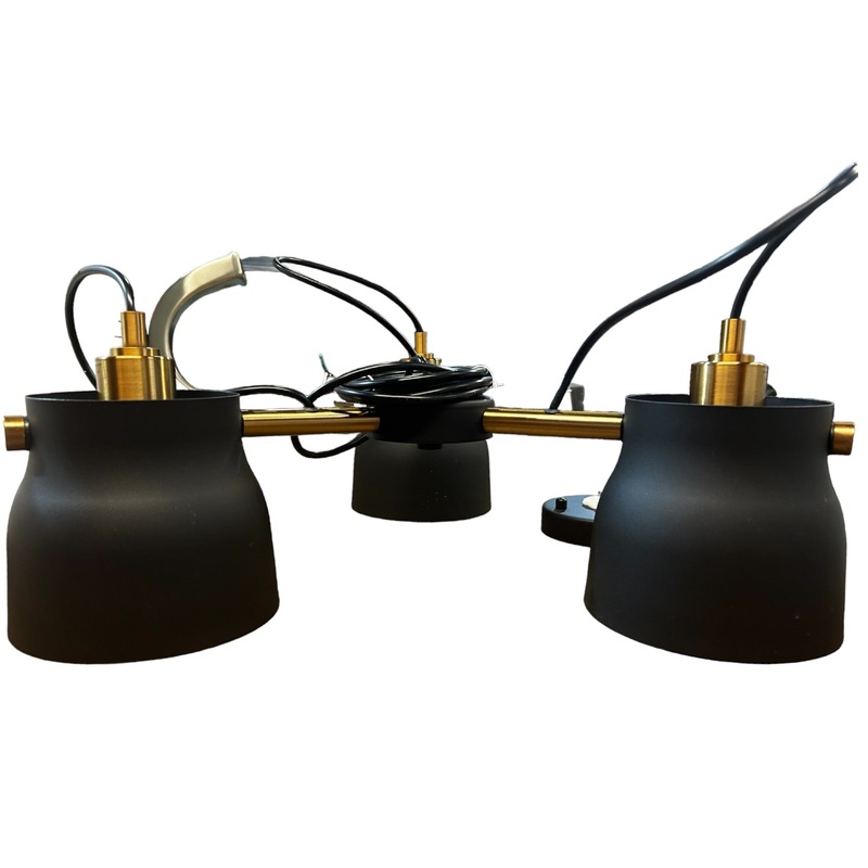 Artcraft, AC11363VB, Euro Industrial, 3 Light, 21 inch, Matte Black and Harvest Brass Chandelier Ceiling Light – New in Box