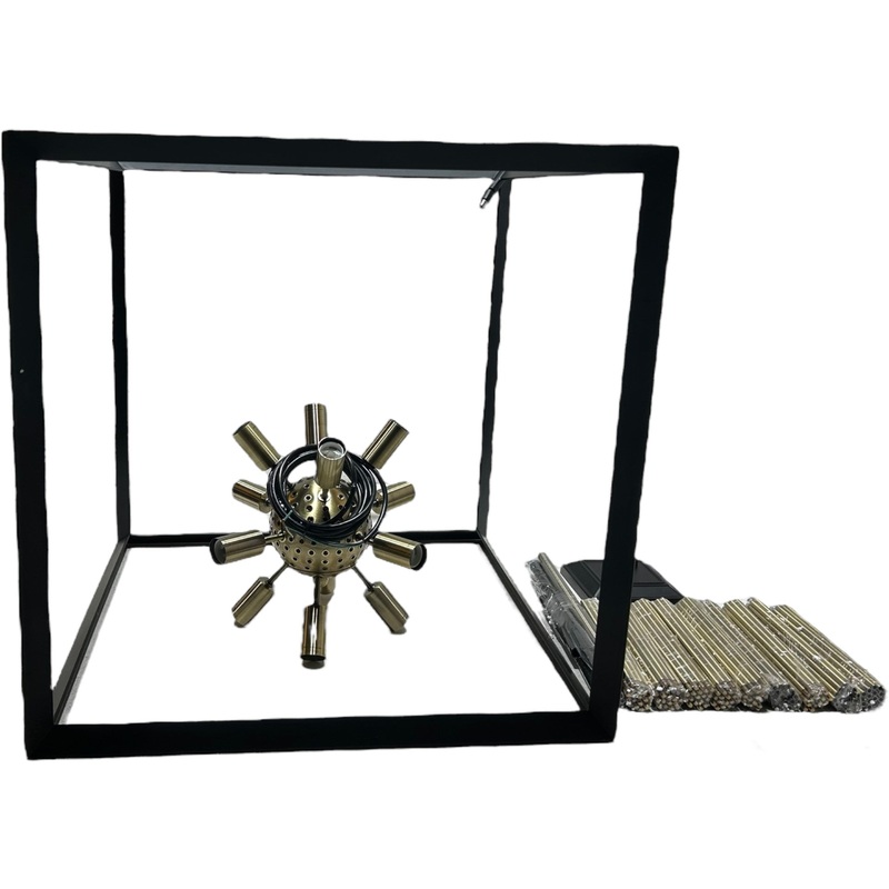 Artcraft, AC11441, Sunburst Modern Matte Black & Satin Brass 37 Lighting Pendant – New in Box