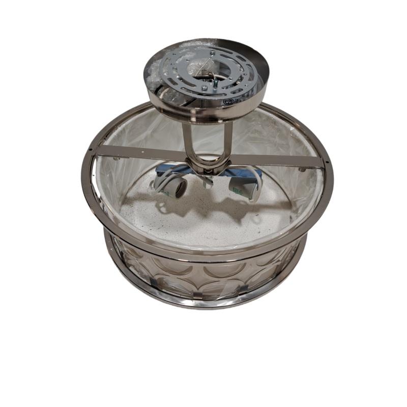 Meridian, M60015PN, Mid-Century Modern 2 Light 13 inch Polished Nickel, Semi-Flush Ceiling Light – New in Box