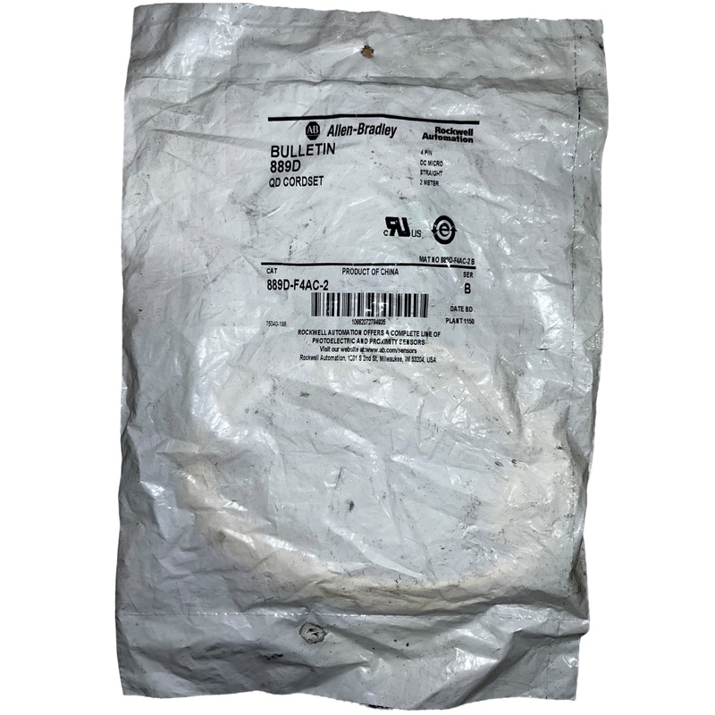 ALLEN-BRADLEY, 889D-F4AC-2, DC Micro Cable, Female, 2M – NEW IN ORIGINAL PACKAGING