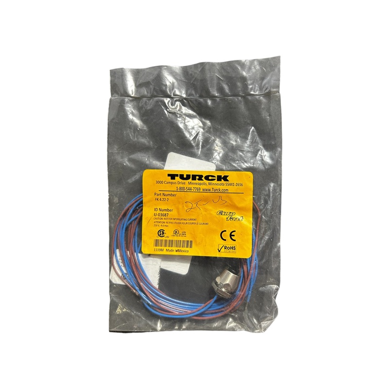 Turck, FK 4.22-2, M12 Eurofast Female Receptacle, single-ended – NEW IN ORIGINAL PACKAGING