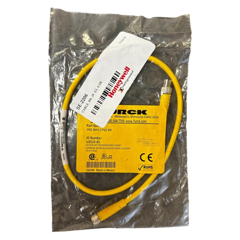 Turck, PKG 3M-0.5-PSG 3M, Double-ended Cable / Cordset – NEW IN ORIGINAL PACKAGING
