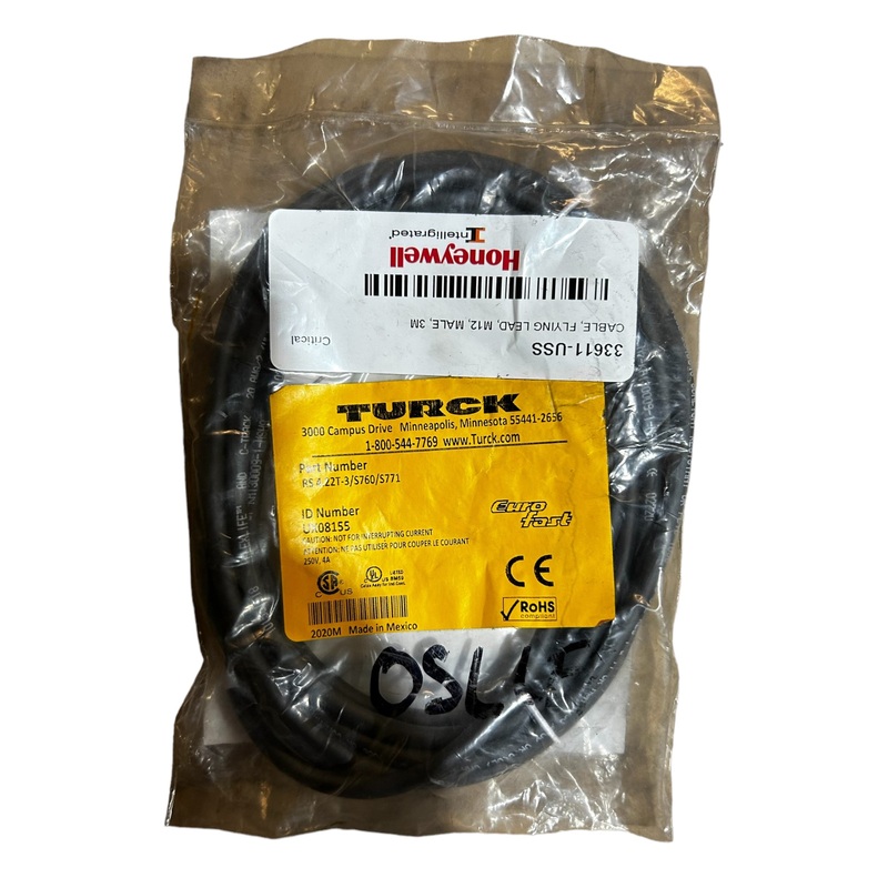Turck, RS 4.22T-3/S760/S771, CORDSET, SINGLE ENDED – NEW IN ORIGINAL PACKAGING