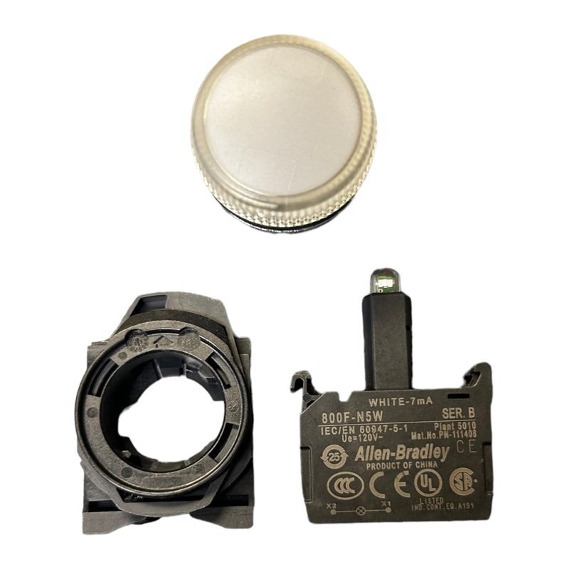 Allen-Bradley, 800FM-P7PN5W, 22mm Pilot Light, WHITE, Integrated LED Module – NEW IN ORIGINAL PACKAGING