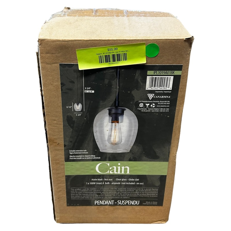 Canarm, IPL1019A01BK, Cain 6 Wide Mini Pendant, Matte Black