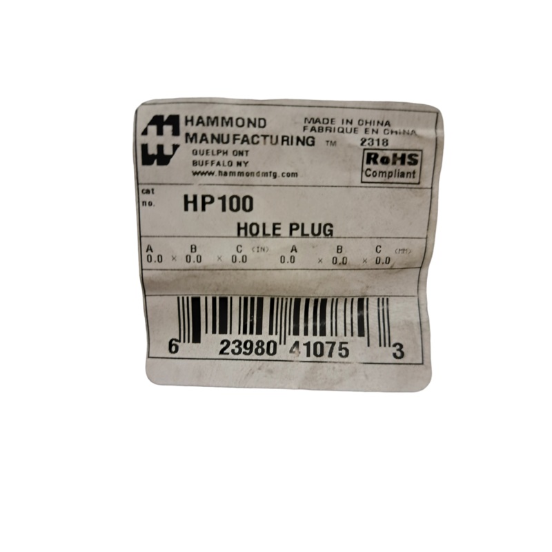 Hammond Manufacturing, HP100, HOLE PLUG – NEW IN ORIGINAL PACKAGING