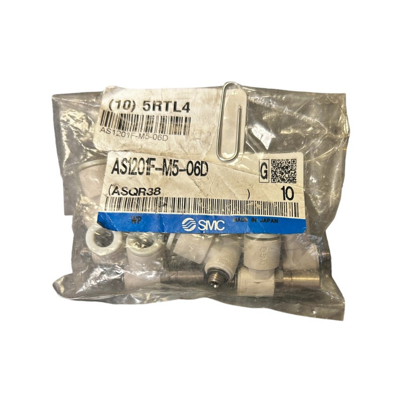 SMC, AS1201F-M5-06D, SPEED CONTROLLER, PACK OF 10- NEW IN ORIGINAL PACKAGING