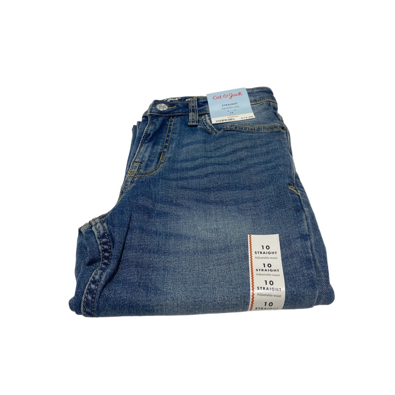 Boys’ Straight Fit Stretch Adjustable Waist Medium Wash Jeans – Cat & Jack – Size 10