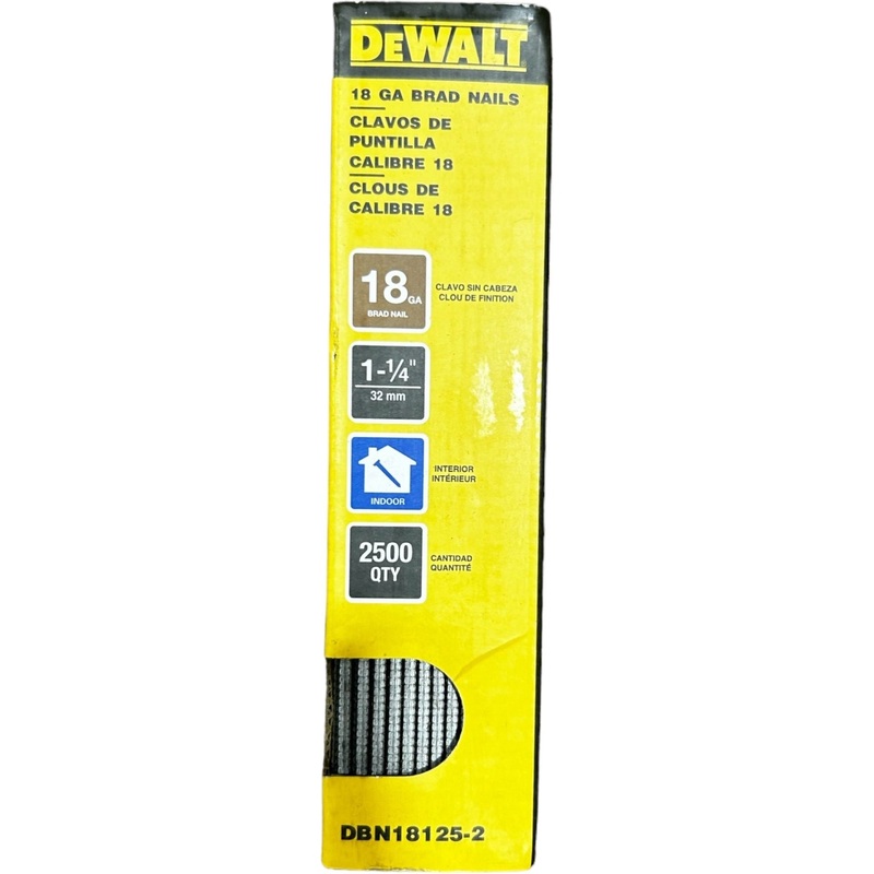 DEWALT Brads, DBN18125-2, 18 ga, 1 1/4 in Lg, Round Head, Coated, Steel, 2,500 PK