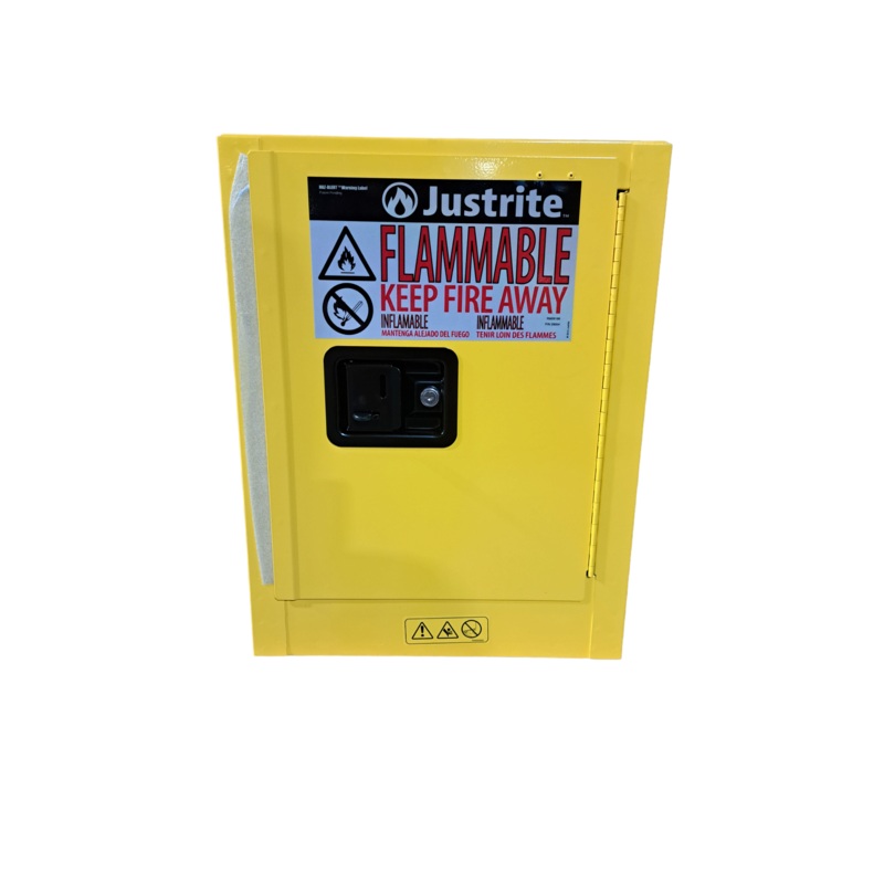 Flammables, Safety Cabinet, 8904205, Countertop, 4 gal, 0 Drum Capacity, 17 in x 17 in x 22 in, Yellow, Single