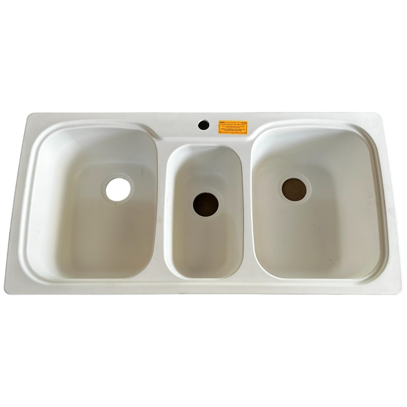 Swanstone, KSTB-4422, Tripple Bowl, 22×44 Kitchen Sink, White