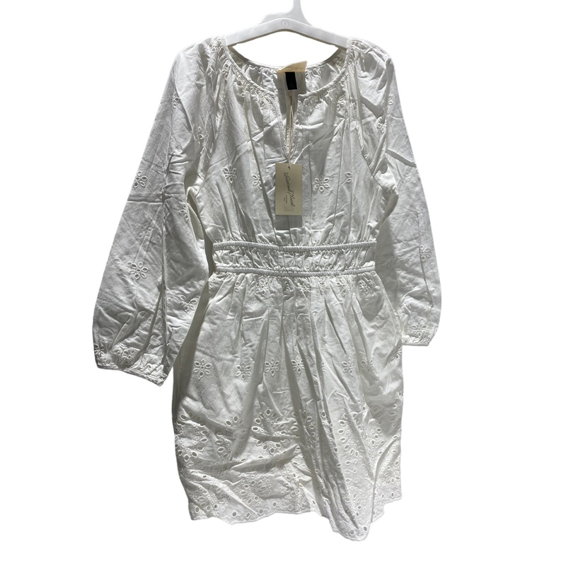 Universal Thread Dress Women’s Puff 3/4 Sleeve Eyelet-White-XS