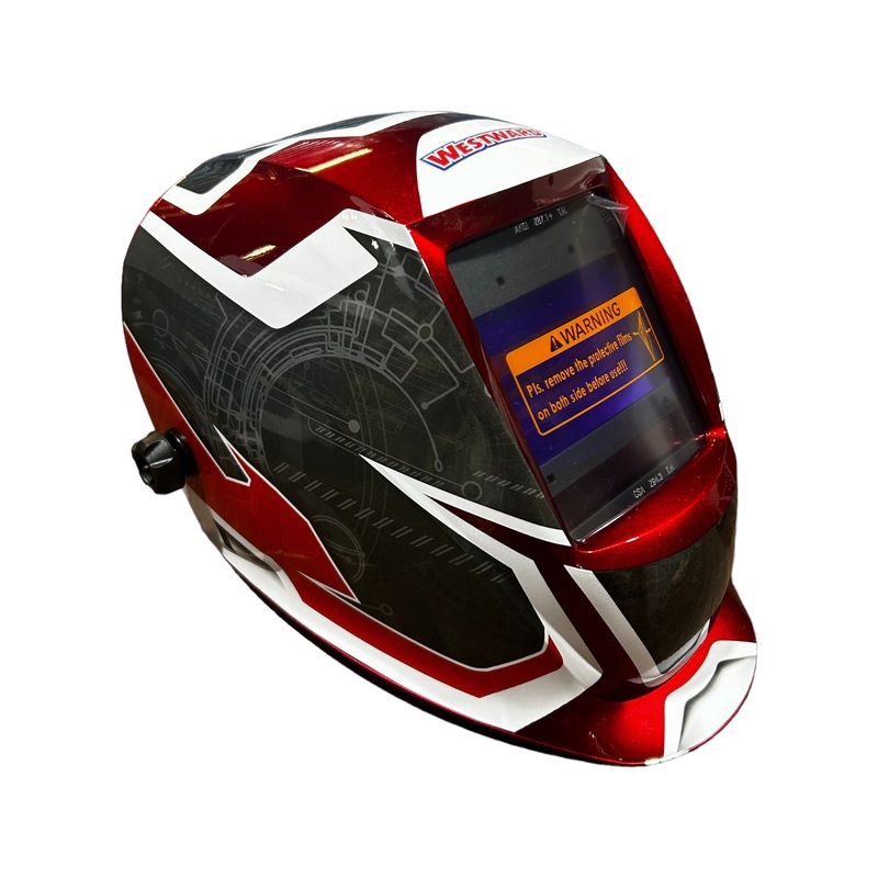 Westward Auto Darkening, Welding Helmet, 44R235, Black/Red/White